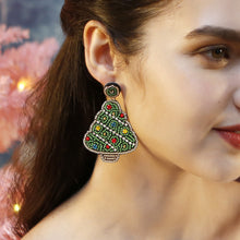 Load image into Gallery viewer, Christmas Tree Handmade Beaded Earrings
