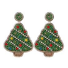 Load image into Gallery viewer, Christmas Tree Handmade Beaded Earrings
