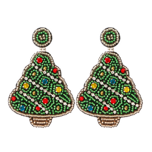 Christmas Tree Handmade Beaded Earrings