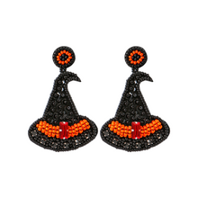Load image into Gallery viewer, Halloween Witch Hat Handmade Beaded Earrings
