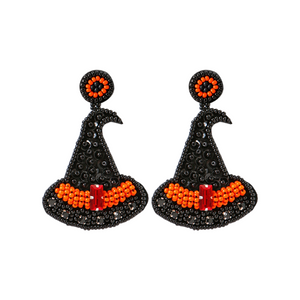 Halloween Witch Hat Handmade Beaded Earrings
