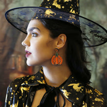 Load image into Gallery viewer, Halloween Pumpkin Handmade Beaded Earrings
